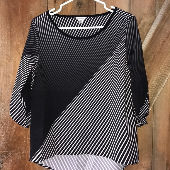 CALVIN Klein Black And White Blouse Size Xs - Picture 1 of 3